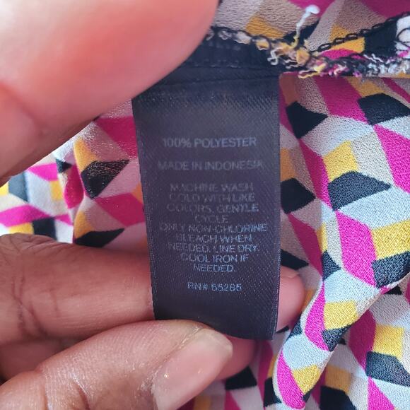 Express Factory Women's Geometric Print Pullover Sheer Top Size M - Picture 8 of 8